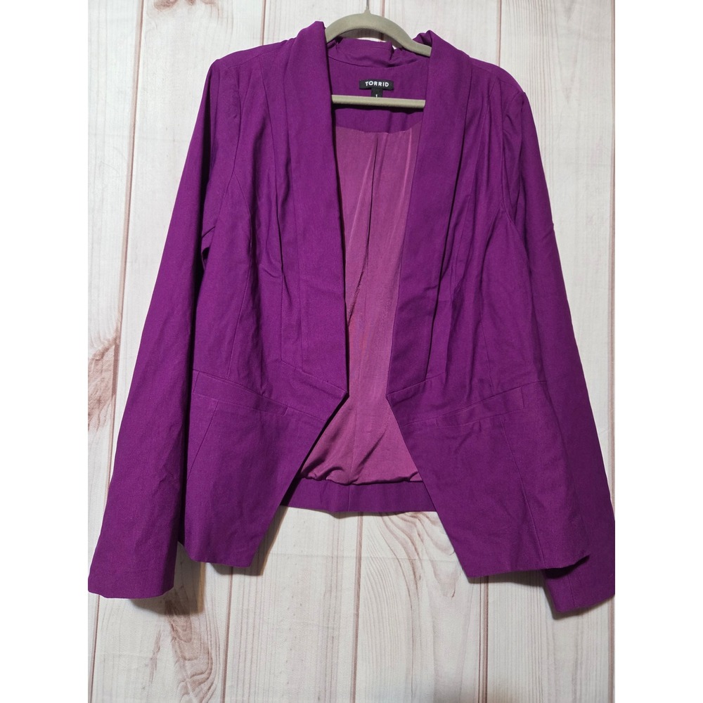 Torrid Purple Open Front Blazer Jacket Pockets Plus Size 1 1X Office Workwear‎